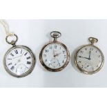 Three pocket watches to include a silver cased Omega, Kendal & Dent in a continental silver case and