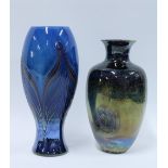 Two art glass vases, (2) 23cm.