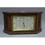 Oak cased mantle clock with silvered dial and Arabic numerals 31 x 16cm