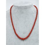Strand of vintage coral beads, largest approx.. 6mm