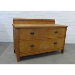 Early 20th century light oak ledge back chest. 69 x 101 x 43cm.