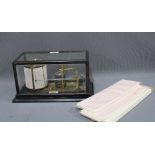 Chadburn's cased barograph with charts, 33 x 18cm