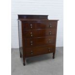Early 20th mahogany ledge back chest of drawers. 114 x 91 x 46cm.