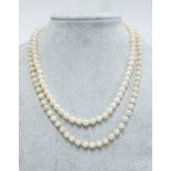 Strand of cultured pearls with a 9ct gold pearl clasp fitting and another single strand of