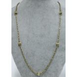 14ct gold wheat chain necklace with eight burnished spheres, approx, 38g
