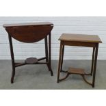 Mahogany drop leaf table together with an occasional table. 72 x 58cm. (2)