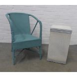 Lloyd loom style chair and basket. 73 x 49cm. (2)