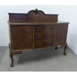 Early 20th century oak bow front sideboard. 127 x 156 x 60cm.