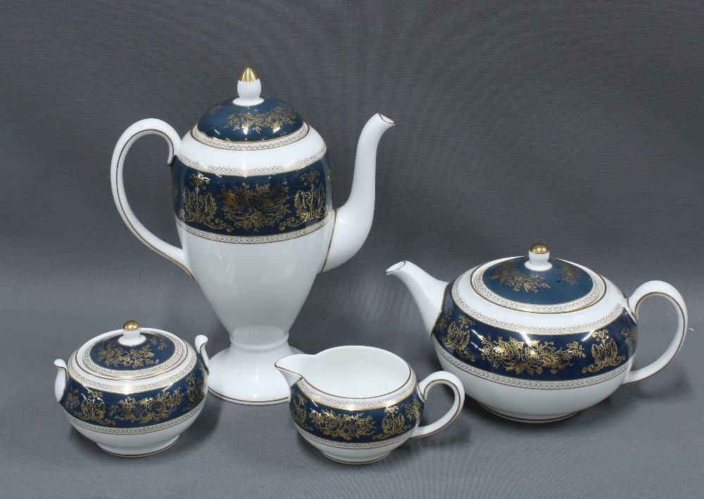 Wedgwood Columbia coffee pot, teapot, cream jug and sugar bowl (4)
