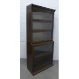 An oak five section Globe Wernicke style stacking bookcase. 196 x 87 x 37cm.