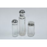 Two Victorian silver mounted glass dressing table jars, Aspreys, London 1888, taller 16cm,