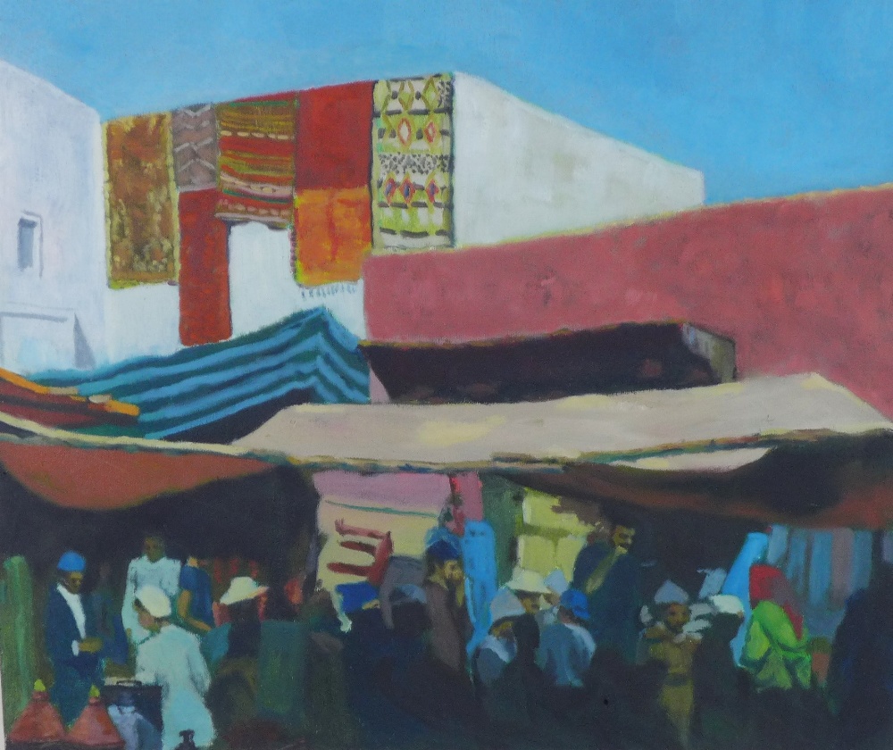 Gerry McGowan, (Scottish) 'Moroccan Market', oil on card, signed and dated 1999, framed under