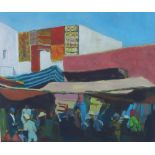 Gerry McGowan, (Scottish) 'Moroccan Market', oil on card, signed and dated 1999, framed under