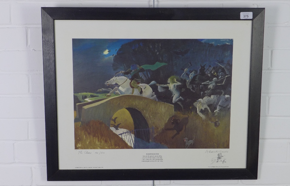 After Alexander Goudie, 'The Chase' a Tam O'Shanter limited edition coloured print, signed and - Image 2 of 3