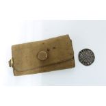 Edward III (1312 - 1377) silver penny and a suede coin case