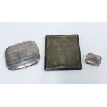 Silver cigarette case, London 1937 together with another silver cigarette case of smaller size,