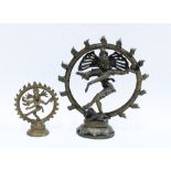 Bronze dancing Shiva and another smaller model of the same figure (2) 19cm.