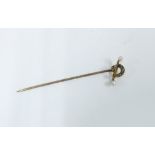 15ct gold seed pearl and gemset horseshoe tie pin