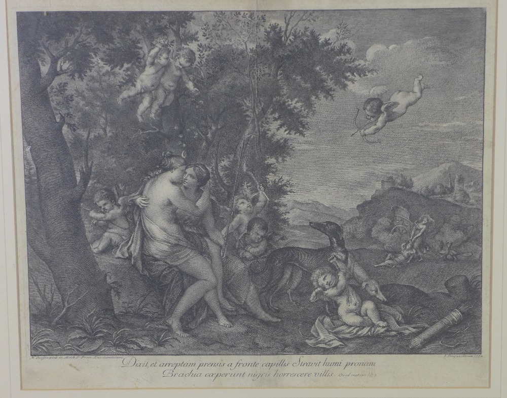 French engraved print, in a glazed frame, 55 x 45cm