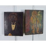 After D. Gardner, a pair of anthromorphic dog oleographs, 21 x 27cm (2)