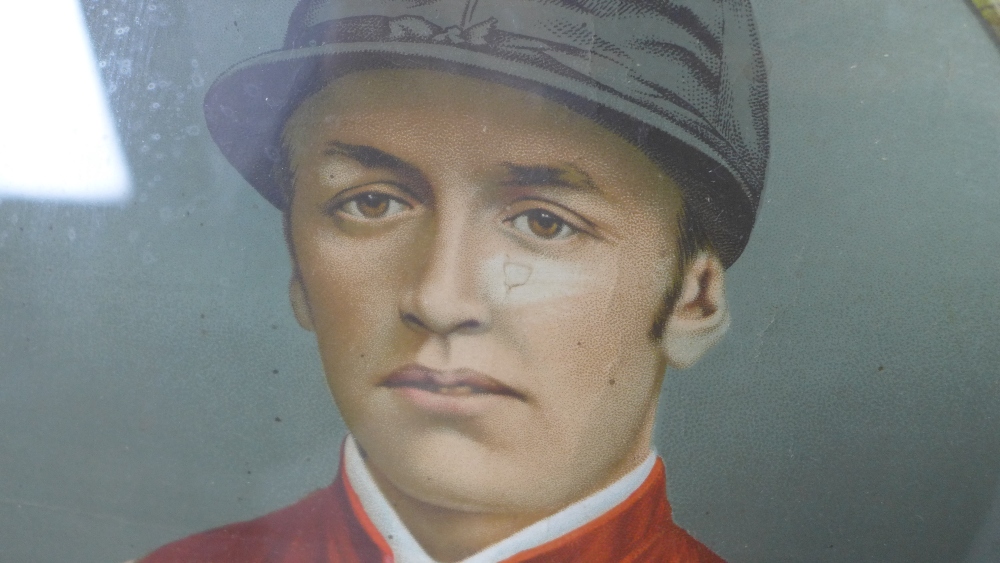 Late 19th / early 20th century lithographic print of a Jockey, framed under glass, 44 x 53cm - Image 3 of 3