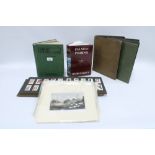 Early 20th century cigarette card albums, eight engraved prints, books to include Salmon Fishing &