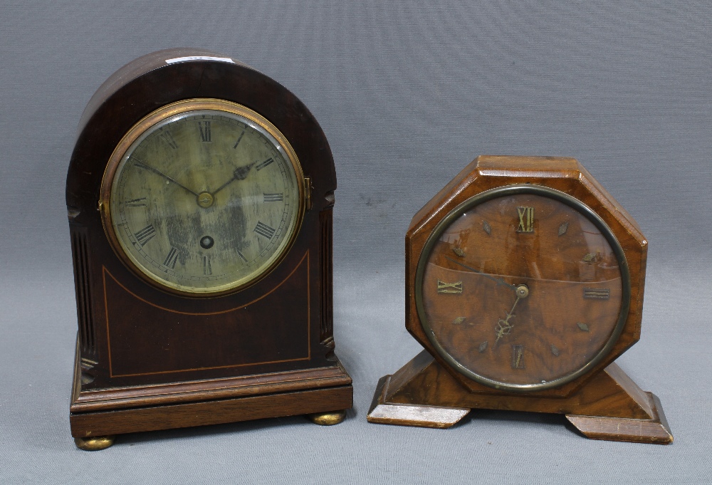 Early 20th century Brook & Sons mantle clock, mahogany case with silvered dial and Roman numerals,