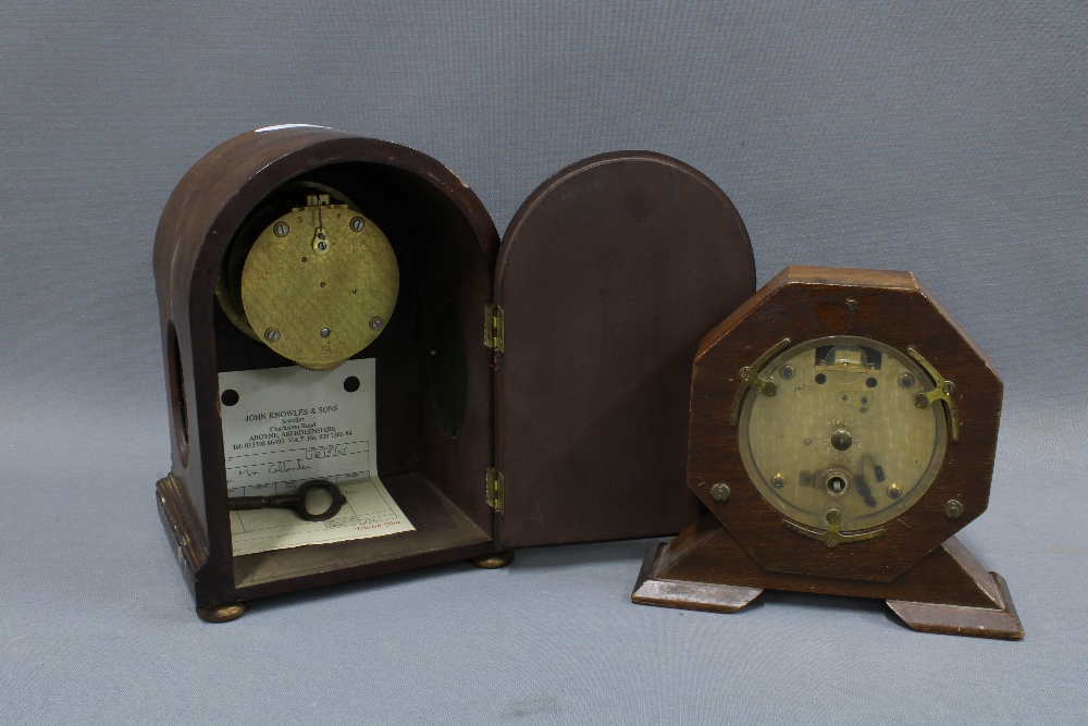 Early 20th century Brook & Sons mantle clock, mahogany case with silvered dial and Roman numerals, - Image 3 of 3