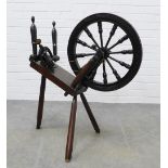 Dark wood spinning wheel, 84 x 76cm