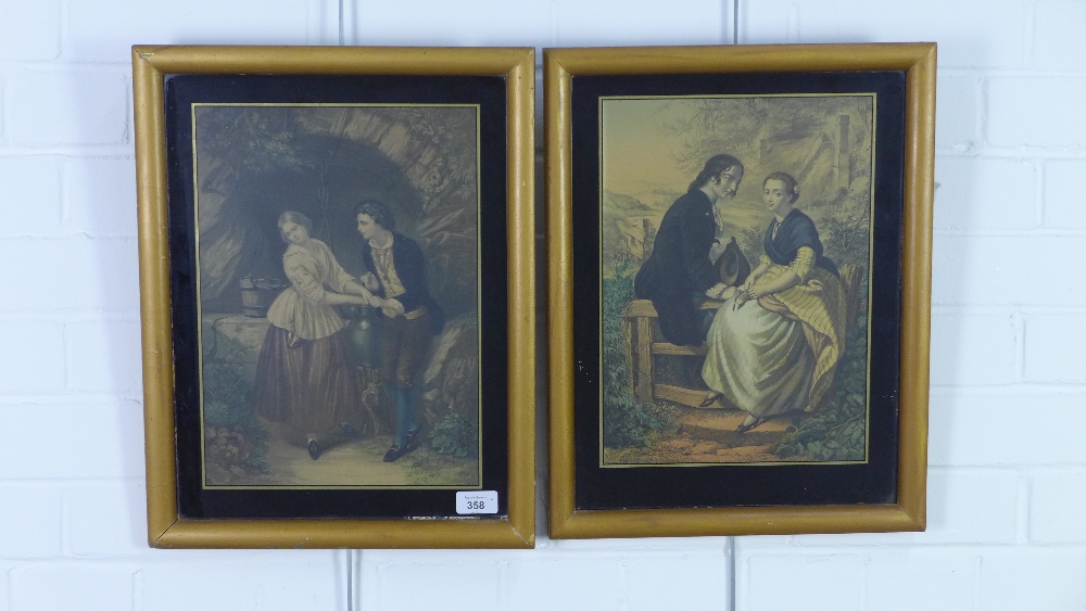Pair of lithograph prints contained within verre eglomise frames, 36 x 46cm including frames (2) - Image 2 of 2