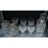 Various glasswares to include drinking glasses, spirit decanter with stopper and confitures (a lot)