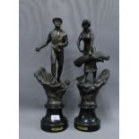 Two L'Agriculture spelter figures, 51cm (2)