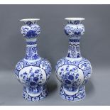 Pair of Delft blue and white gourd vases, 40cm (2)