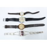 Ladies vintage silver Rotary wristwatch and three other wrist watches (4)