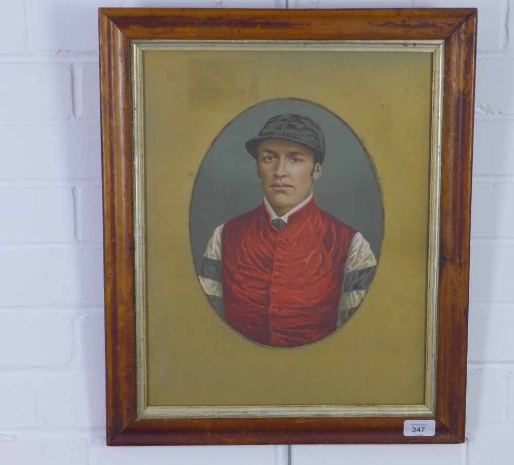 Late 19th / early 20th century lithographic print of a Jockey, framed under glass, 44 x 53cm - Image 2 of 3