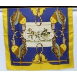 Hermes Silk Scarf, Carrick a Pompe, 90 x 90cm (signs of use, light stains)