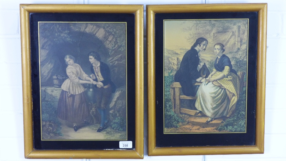 Pair of lithograph prints contained within verre eglomise frames, 36 x 46cm including frames (2)