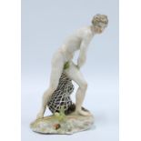 19th century German porcelain figure of a naked hunter, with blue Ludwigsburg mark to the base