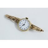 Ladies early 20th century 9ct gold wrist watch on 9ct gold strap