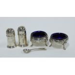 Victorian silver salts, Sheffield 1878 and a pair of Birmingham silver pepper pots (4)