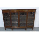 Late 19th / early 20th century mahogany breakfront bookcase with four astragal glazed doors, shelved