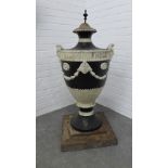 Neoclassical cast iron garden urn patio / greenhouse heater, likely Scottish, painted black and