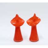 A pair of orange glass Jack in the Pulpit vases (2) 18cm.