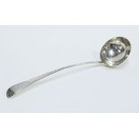 George III silver soup ladle, Old English pattern and bead edged, makers mark WW, London, 1797, 34cm