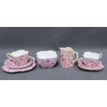 Foley Wileman part teaset comprising two cups, two saucers, side plate, cream jug and sugar bowl,