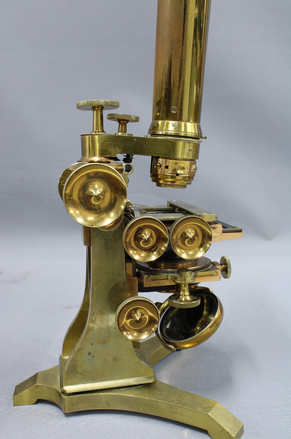 19th century lacquered brass microscope with a Wenham's Binocular by Ross, London, together with - Image 4 of 5