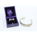 Hamilton & Inches Moncoeur Aves silver and amethyst ring, Edinburgh 2000, together with matching