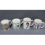 Three Wedgwood Queen Elizabeth commemorative tankard / mugs and one other (4)
