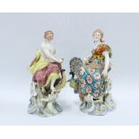 19th century Continental porcelain figures Neptune & Juno, (a/f) (2) 27cm.