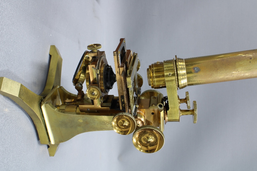 19th century lacquered brass microscope with a Wenham's Binocular by Ross, London, together with - Image 5 of 5